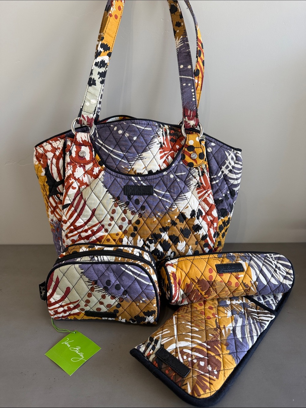 Vera Bradley “Painted Feathers” 4 piece bundle set